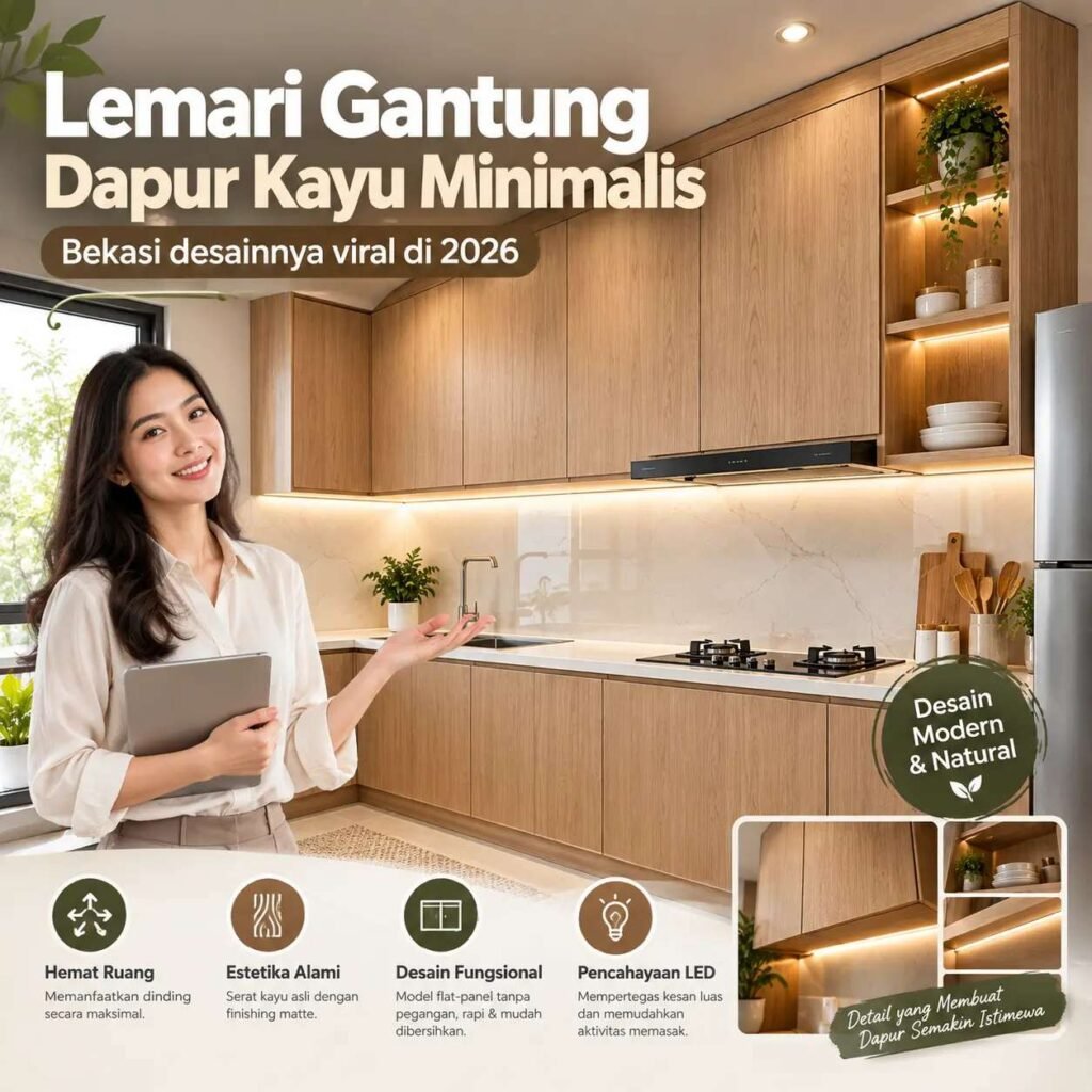 Lemari gantung dapur kayu